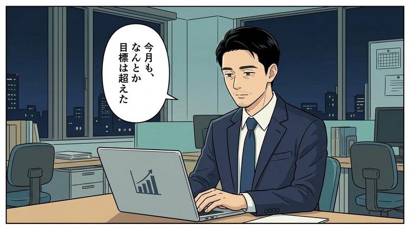 社長室で険しい表情の社長から『あの部署は3ヶ月で10人中3名が退職した』と告げられる人事の山田君（コマ1）