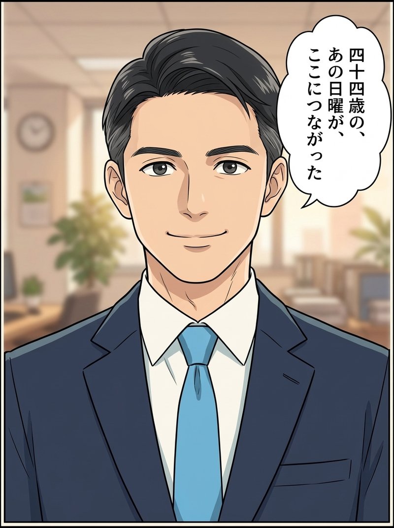 『組織キャリア開発フォーラムの転職サポートもある。明るい未来のキャリアが見えてきた』と晴れ晴れとした表情の山田君（コマ4）